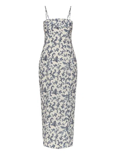 POSSE RUE BAROQUE-PRINT STRAPPY MIDI DRESS