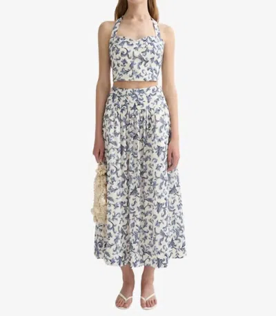 Posse Rue Halter Top In Blue Baroque In Multi