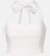 Posse Rue Halterneck Cotton Crop Top In White