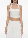 Posse Rue Halterneck Cotton Crop Top In White