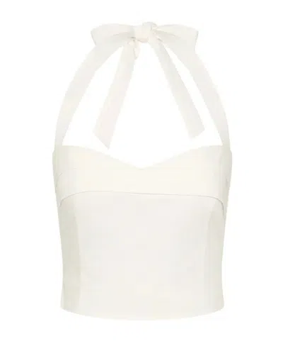 Posse Rue Cotton-poplin Halterneck Bustier Top In White