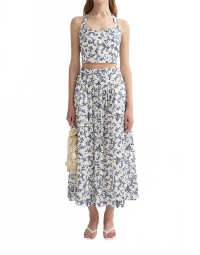 Posse Rue Skirt In Blue Baroque In Metallic