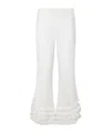 Posse Florence Ruffle Detail Crop Linen Pants In White