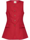 Posse Womens Red Matilda Ruffle-trim Linen Vest In 红色