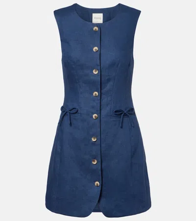 Posse Sabine Linen Mini Dress In Blue