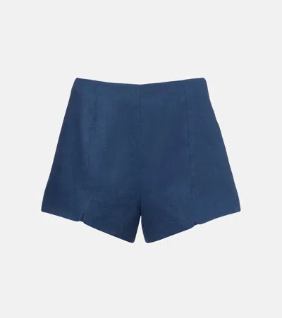 Posse Sabine Linen Shorts In Blue
