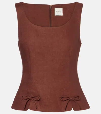 Posse Sabine Linen Top In Brown