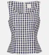 Posse Sadie Gingham Linen Top In Blue