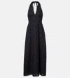 Posse Salma Embroidered Halterneck Cotton Midi Dress In Black