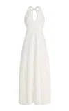 Posse Salma Eyelet Cotton Maxi Halter Dress In White