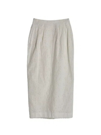Posse Salma Floral Column Mid Skirt In Gray