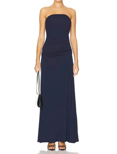 Posse Sasha Strapless Dress In Navy Blue