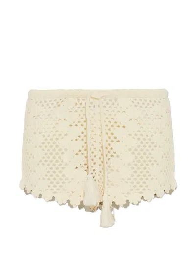 Posse Saskia Crochet-knit Shorts In Neutral
