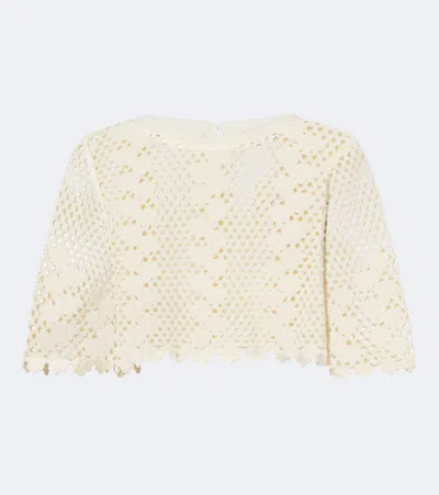 Posse Saskia Cropped Crochet Cotton Top In Yellow