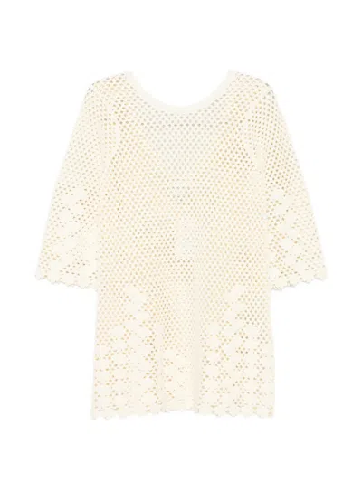 Posse Saskia Floral-crochet Mini Dress In Neutral