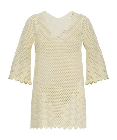 Posse Saskia Floral-crochet Mini Dress In Neutral