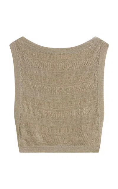 Posse Sass Metallic Knit Tank Top In Gold