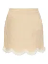 Posse Scalloped-hem Fringed Mini A-line Skirt In Brown