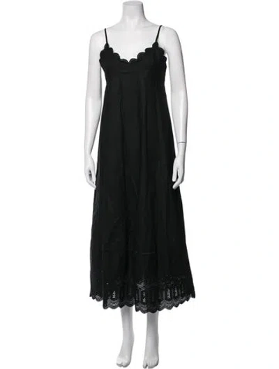 Pre-owned Posse Scoop Neck Long Dress In Black