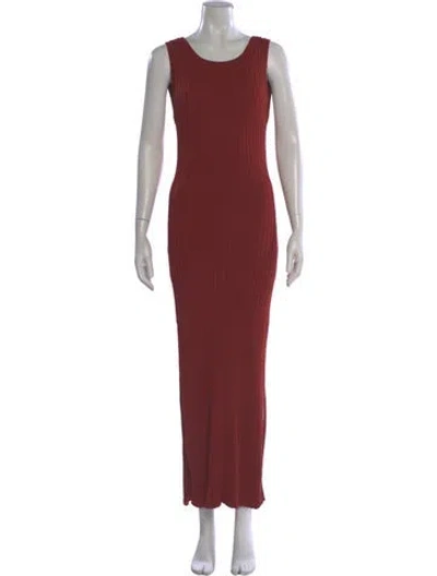Pre-owned Posse Scoop Neck Long Dress In Red