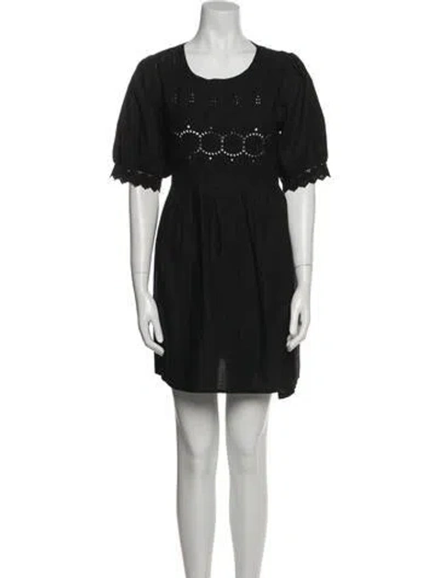 Pre-owned Posse Scoop Neck Mini Dress In Black