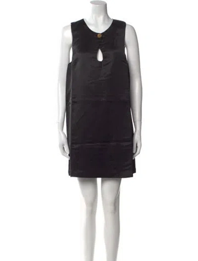 Pre-owned Posse Scoop Neck Mini Dress In Black