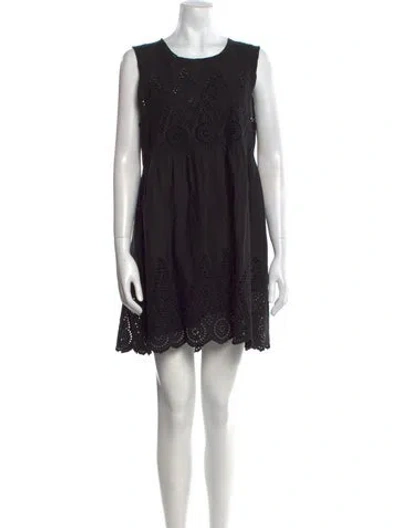 Pre-owned Posse Scoop Neck Mini Dress In Black