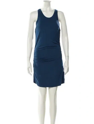 Pre-owned Posse Scoop Neck Mini Dress In Blue