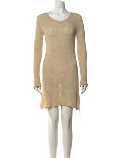Pre-owned Posse Scoop Neck Mini Dress In Neutral
