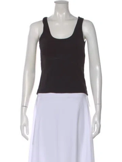 Pre-owned Posse Scoop Neck Sleeveless Top In Black