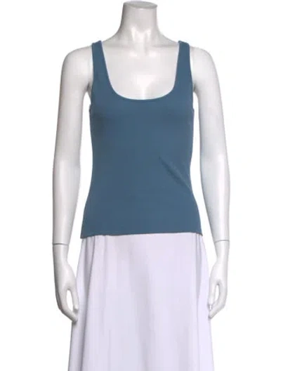 Pre-owned Posse Scoop Neck Sleeveless Top In Blue
