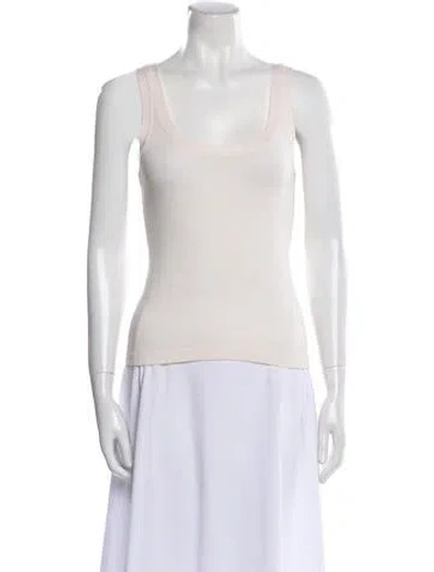Pre-owned Posse Scoop Neck Sleeveless Top In White