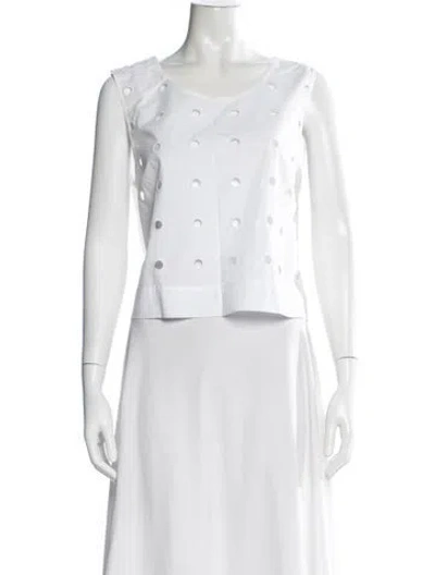 Pre-owned Posse Scoop Neck Sleeveless Top In White
