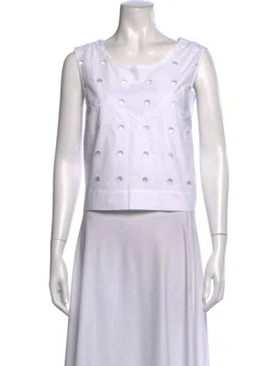 Pre-owned Posse Scoop Neck Sleeveless Top In White
