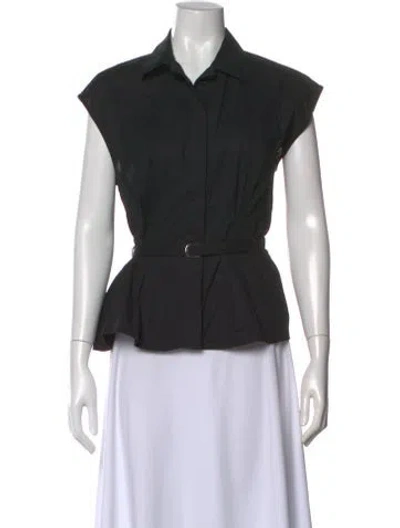 Pre-owned Posse Short Sleeve Blouse In Black