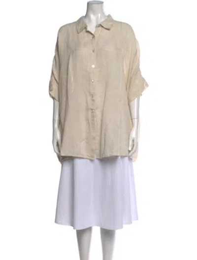 Pre-owned Posse Short Sleeve Button-up Top In Neutrals