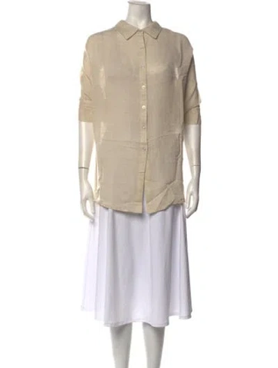 Pre-owned Posse Short Sleeve Button-up Top In Neutrals