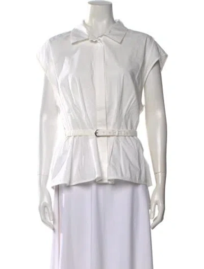 Pre-owned Posse Short Sleeve Button-up Top In White
