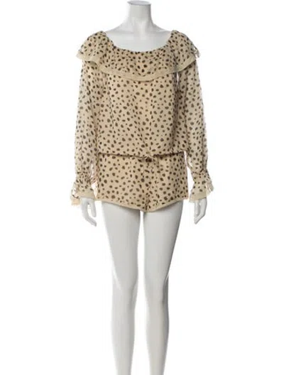 Pre-owned Posse Silk Animal Print Short Set In Neutrals