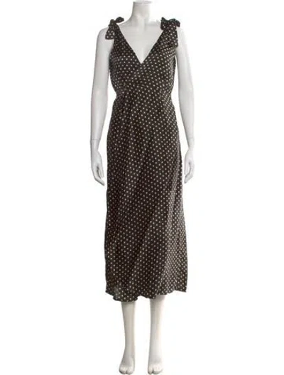 Pre-owned Posse Silk Midi Length Dress In Brown