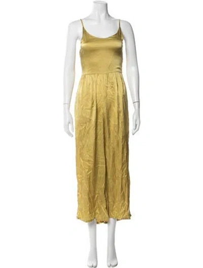 Pre-owned Posse Silk Midi Length Dress In Yellow
