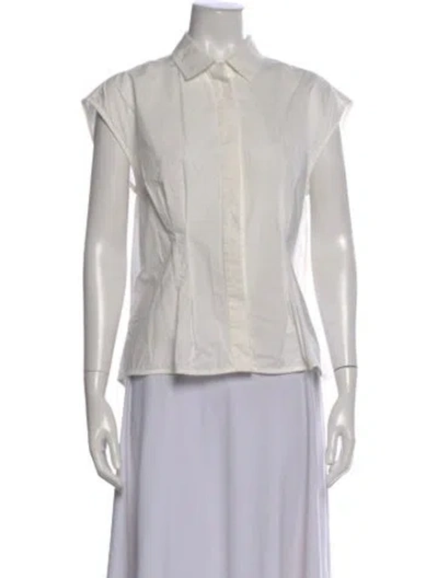 Pre-owned Posse Sleeveless Button-up Top In White