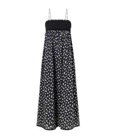 Posse Danielle Floral-print Lace-trimmed Cotton Maxi Dress In Blue