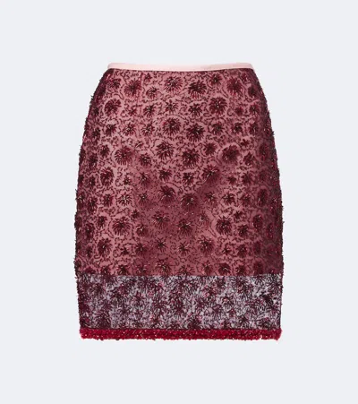 Posse Sofia Beaded Miniskirt In Burgundy