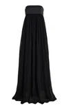 Posse Solene Strapless Chiffon Gown In Black