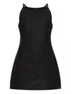 Posse Square-neck Linen Mini Day Dress In Black