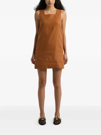 Posse Square-neck Mini Dress In Brown