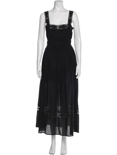 Pre-owned Posse Square Neckline Long Dress In Black
