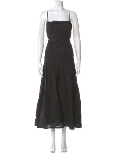 Pre-owned Posse Square Neckline Long Dress In Black