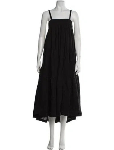 Pre-owned Posse Square Neckline Long Dress In Black